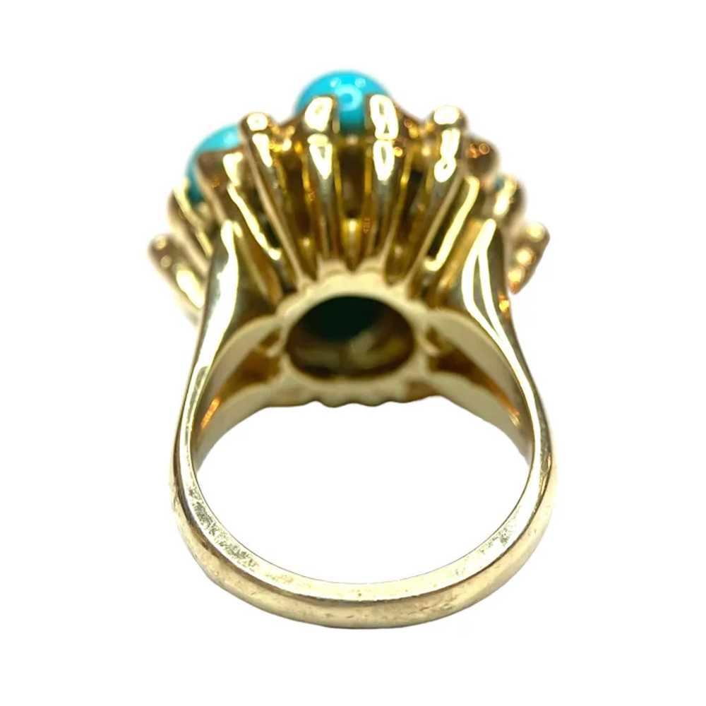 Vintage 14K Turquoise & Diamond Ring - image 3