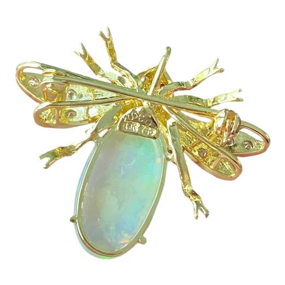 Vintage 18K Opal and Diamond Bug Fly Pendant Broo… - image 4