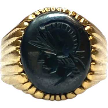 Vintage 18K Gold Hematite Intaglio Ring