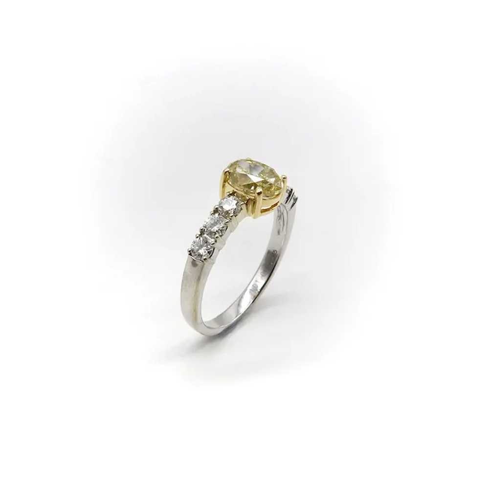 18K Gold Oval Yellow Diamond and Diamond Ring - image 3