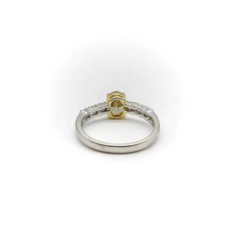 18K Gold Oval Yellow Diamond and Diamond Ring - image 5