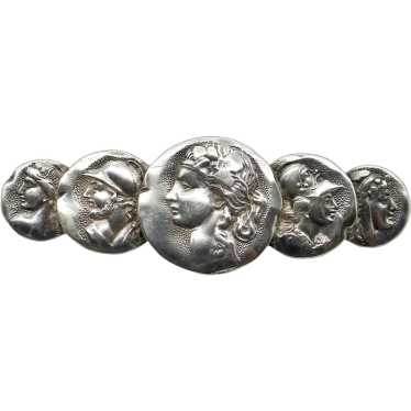 Antique Victorian store Sterling Silver BROOCH - Etruscan Style - 11.2g