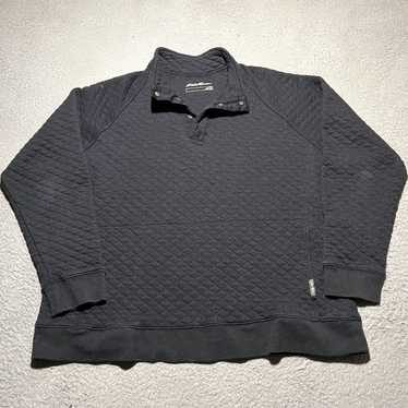 Eddie Bauer Mens XL Snap Front Gray Quilted Long … - image 1