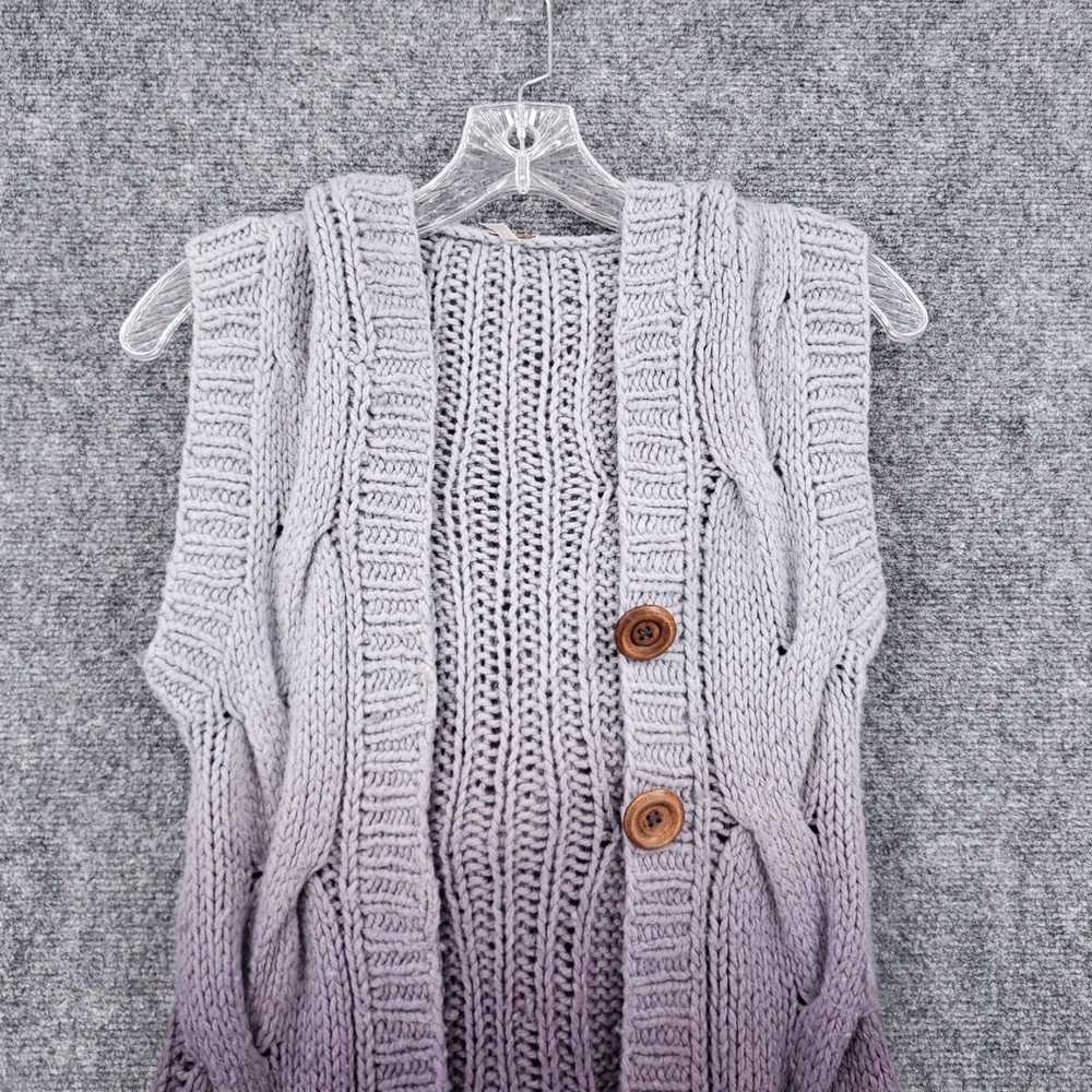 Free People Purple Gray Ombre Cable Hooded Sleeve… - image 3