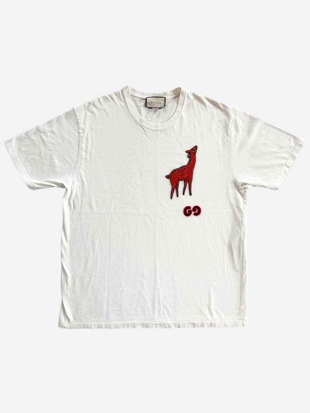 Gucci Gucci White Deer Embroidered T-Shirt - image 1