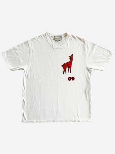 Gucci Gucci White Deer Embroidered T-Shirt