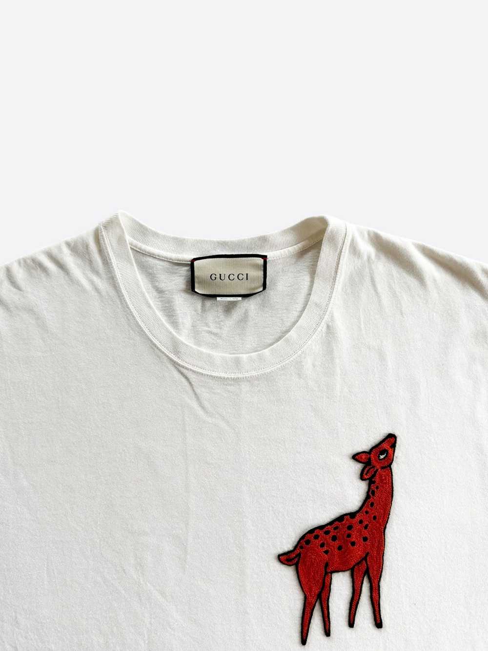 Gucci Gucci White Deer Embroidered T-Shirt - image 3