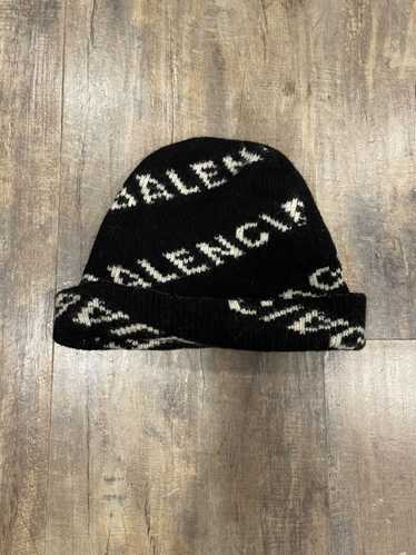 Balenciaga RARE Balenciaga All Over Logo Wool Bea… - image 1