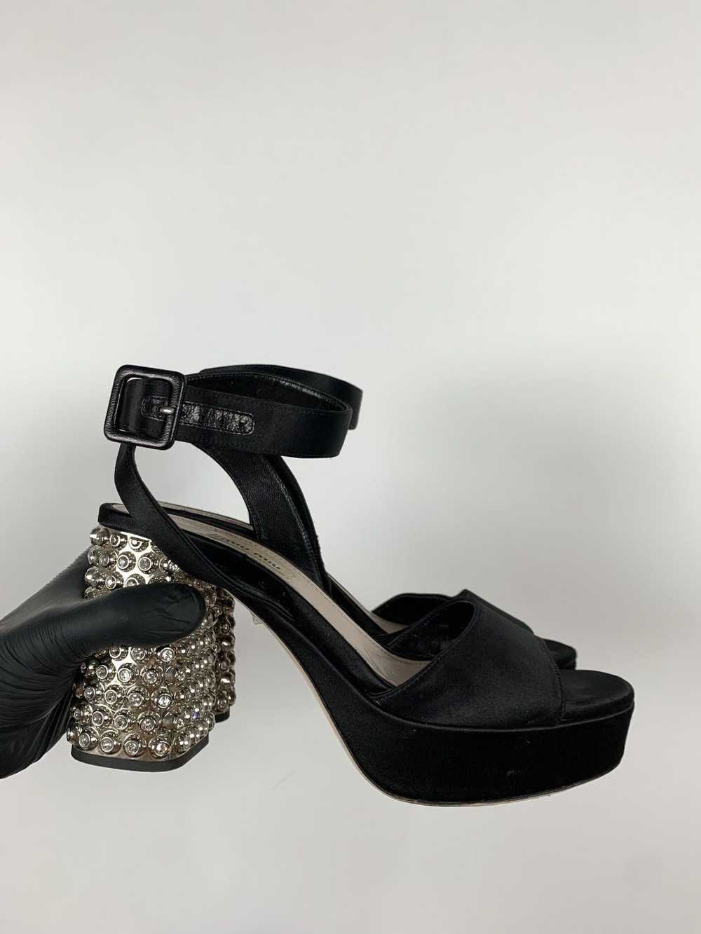 Miu Miu × Prada Miu Miu Satin Rhinestones Platfor… - image 10