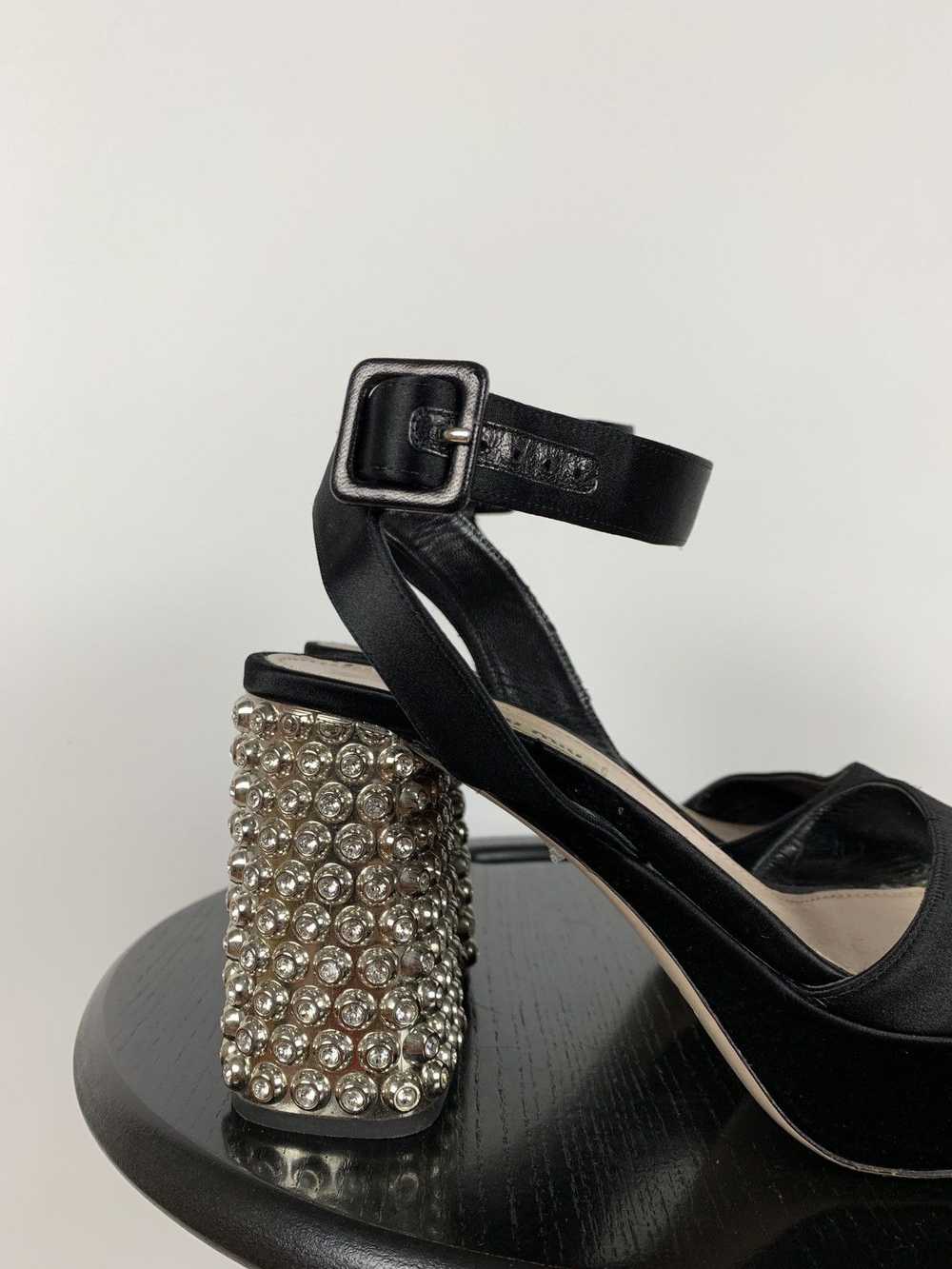 Miu Miu × Prada Miu Miu Satin Rhinestones Platfor… - image 11