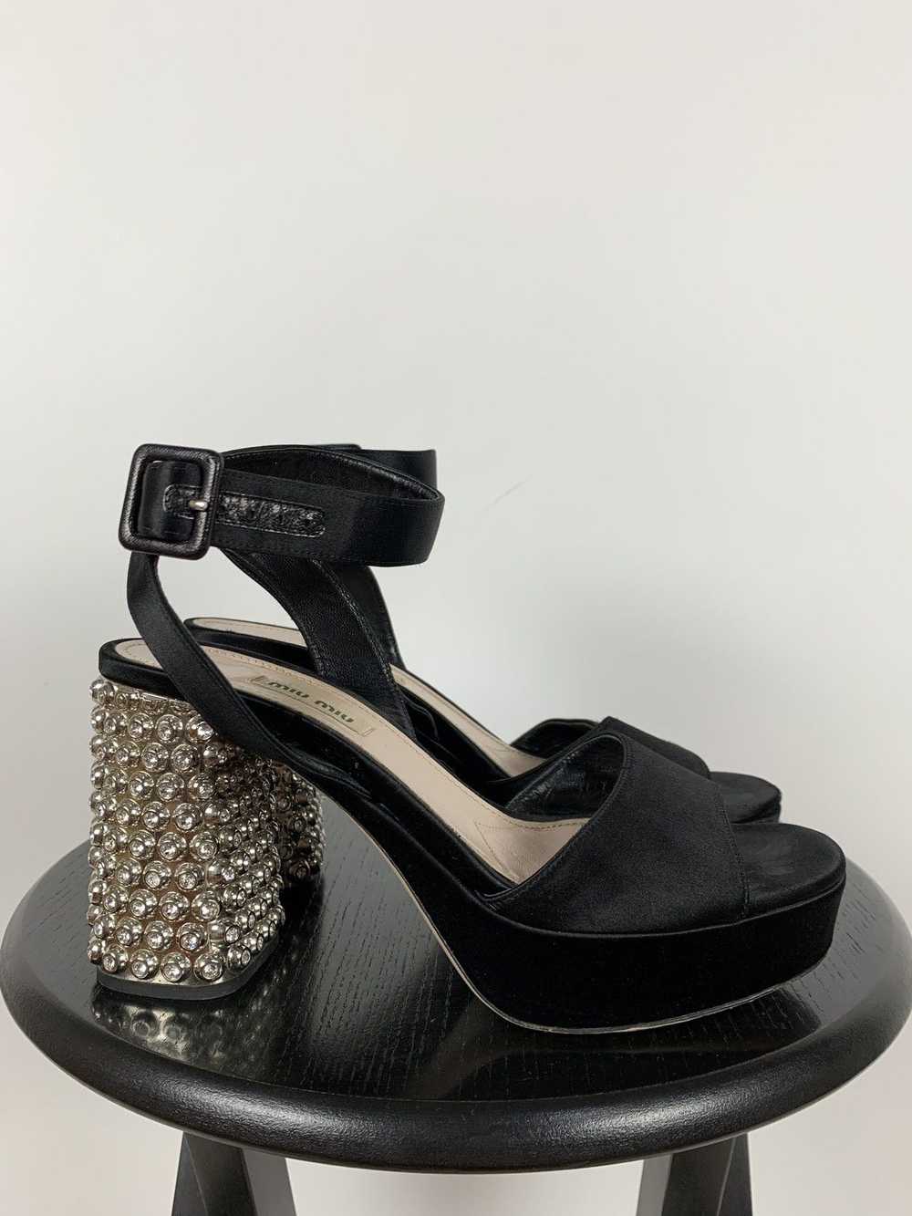 Miu Miu × Prada Miu Miu Satin Rhinestones Platfor… - image 1