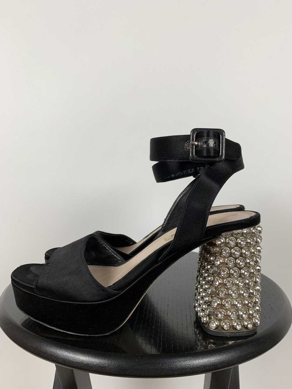 Miu Miu × Prada Miu Miu Satin Rhinestones Platfor… - image 2