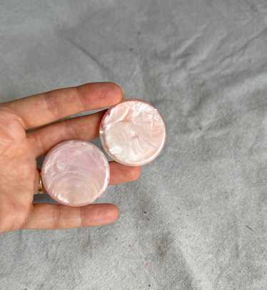 80s marbled pink plastic giant disk circle post e… - image 1