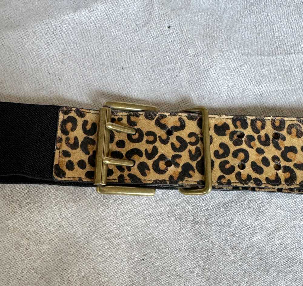 vintage womens thick belt with leopard print fur … - image 2