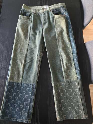 Marine Serre Petrichor Moon Green Denim Trousers