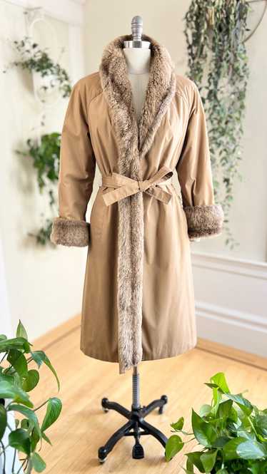 1970s Faux Fur Lined Trench Coat | small/medium