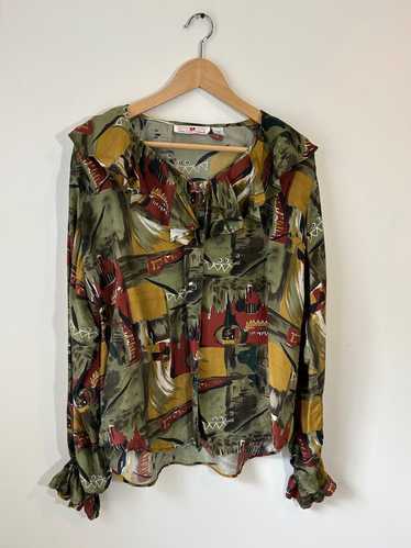 Stunt Collections Vintage Silk Ruffle Shirt (M) |… - image 1