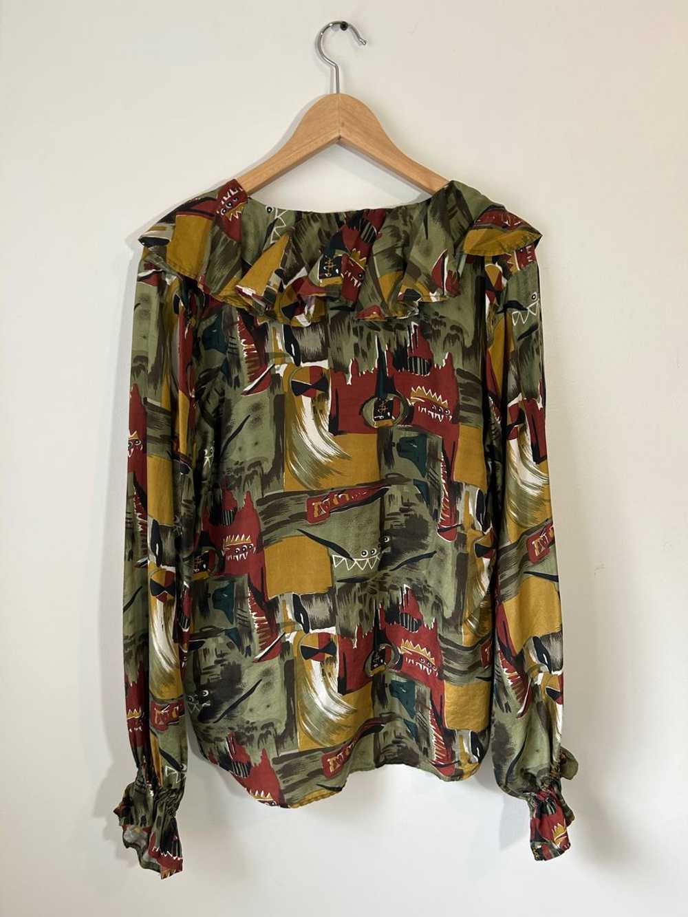 Stunt Collections Vintage Silk Ruffle Shirt (M) |… - image 2