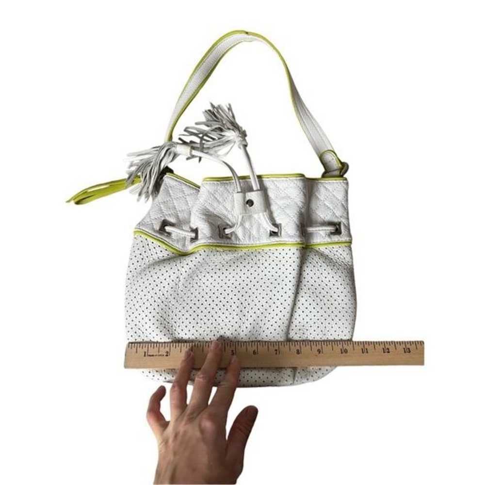 Francesco Biasia White Hobo Bag Lime Green Trim L… - image 10