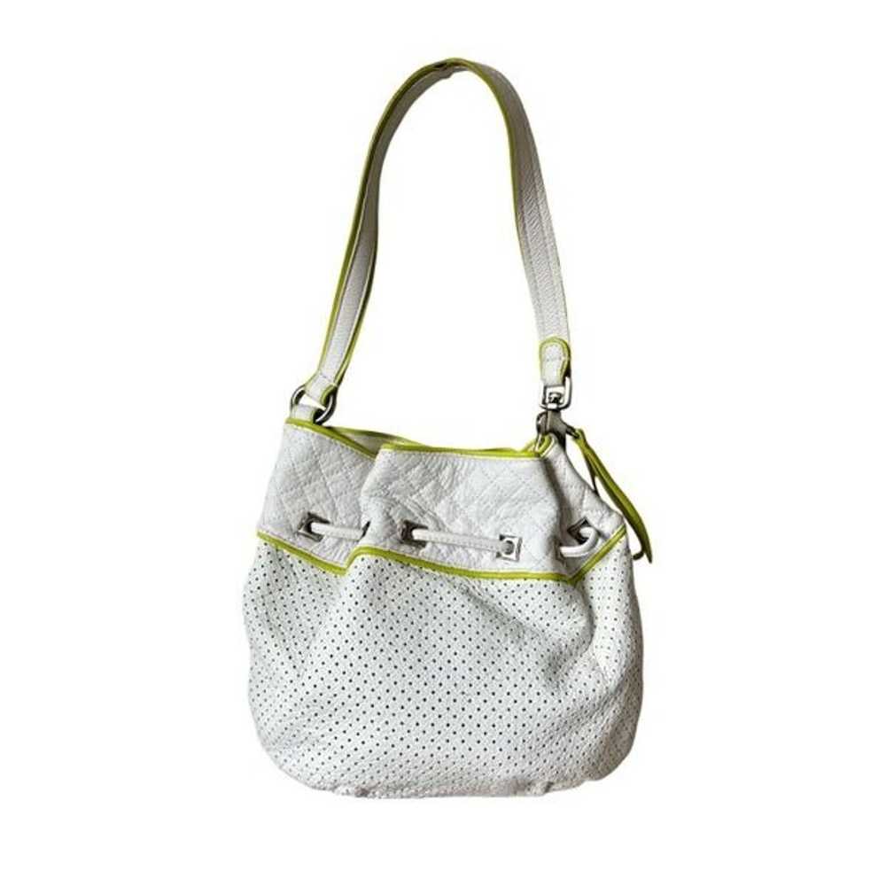 Francesco Biasia White Hobo Bag Lime Green Trim L… - image 2