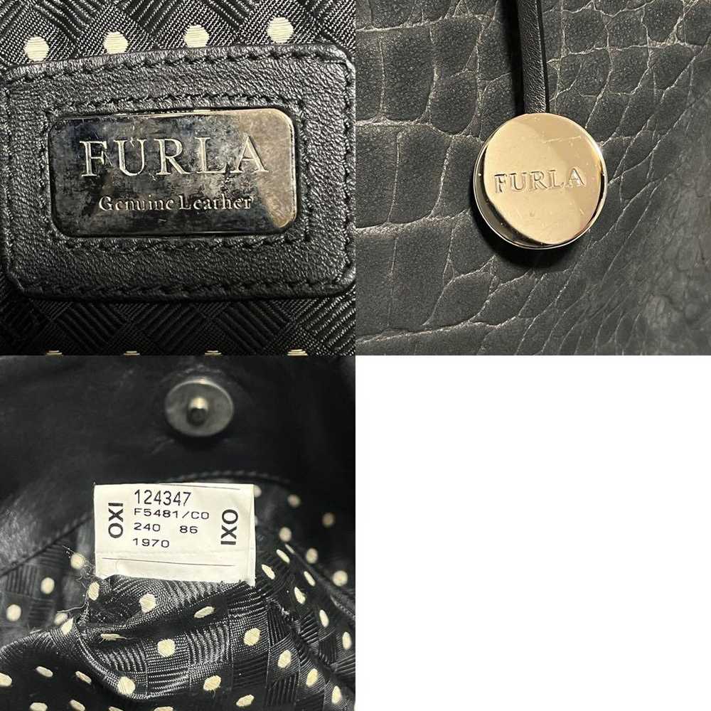 A4 compatible FURLA crocodile-embossed suede tote… - image 12