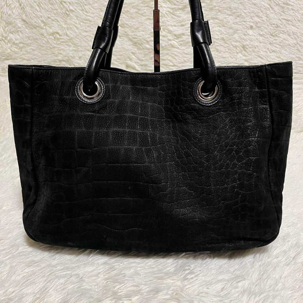 A4 compatible FURLA crocodile-embossed suede tote… - image 4