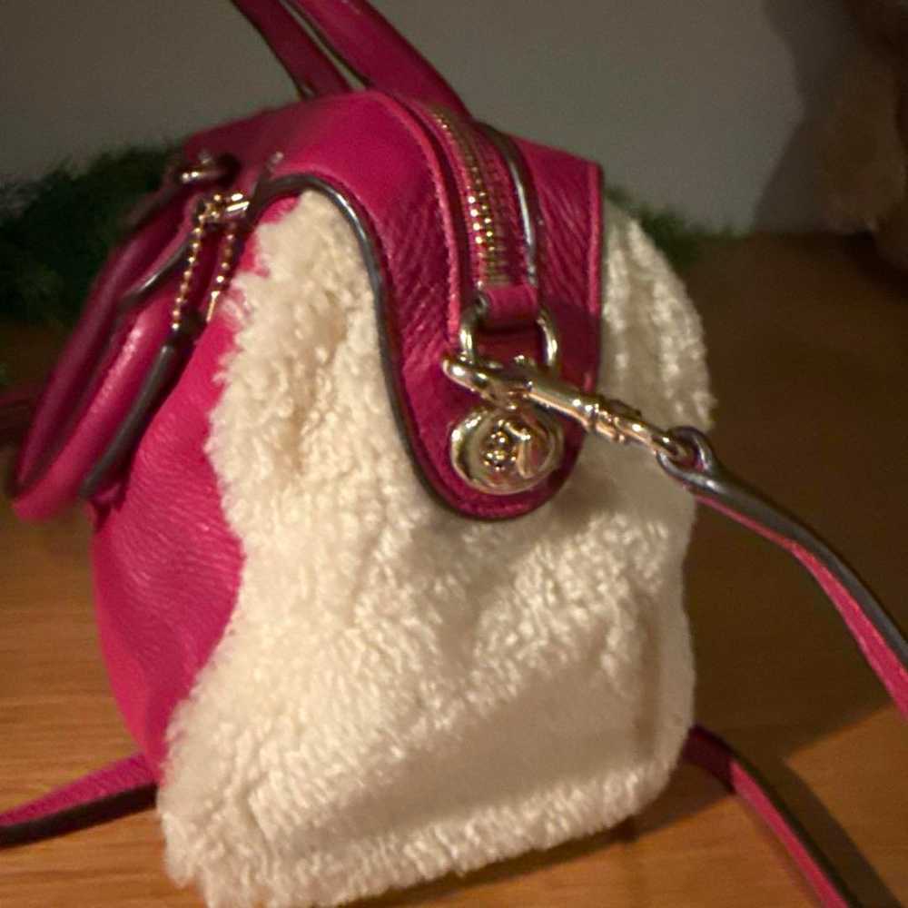 COACH Pink Leather × Boa Mini Boston Shoulder Bag - image 2