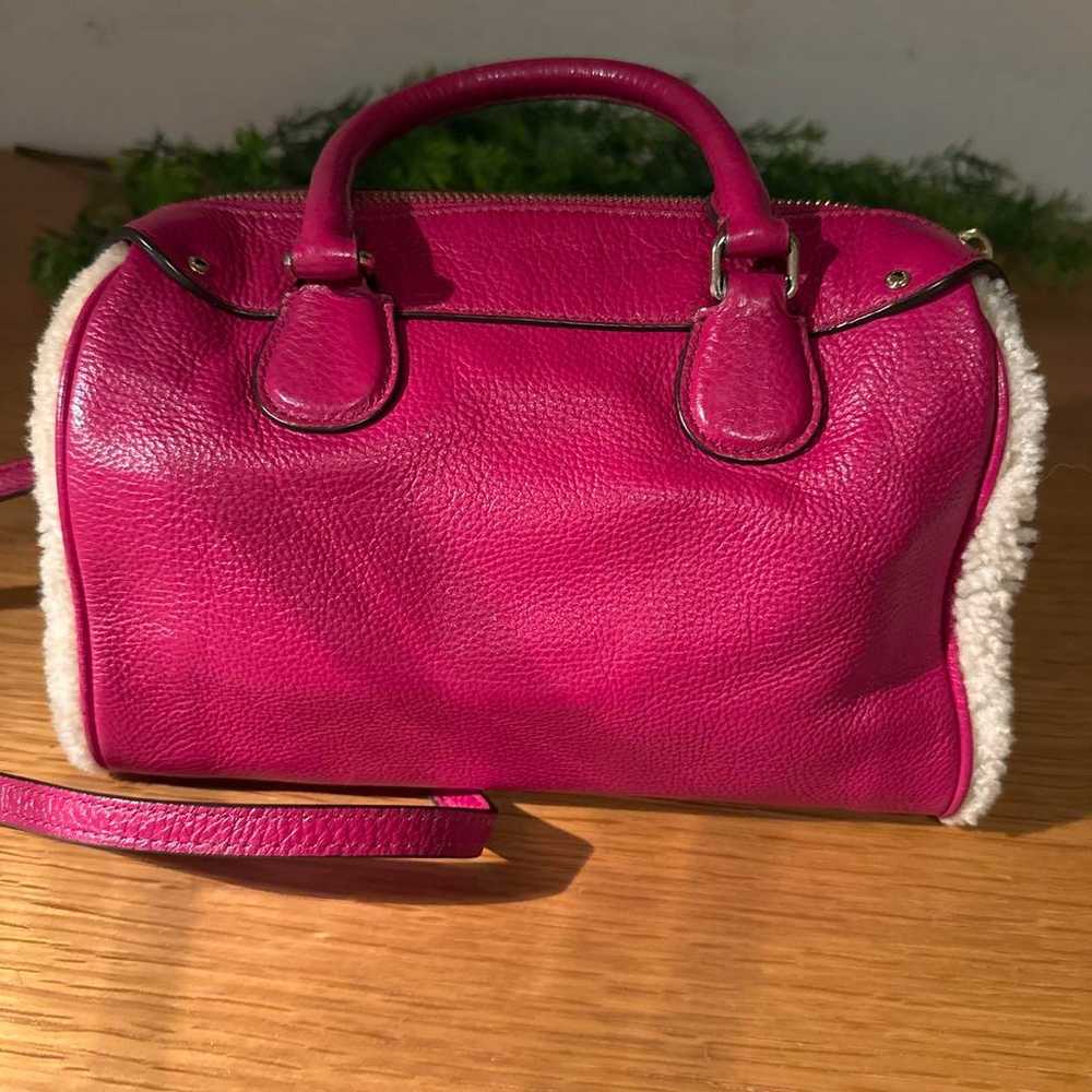 COACH Pink Leather × Boa Mini Boston Shoulder Bag - image 3