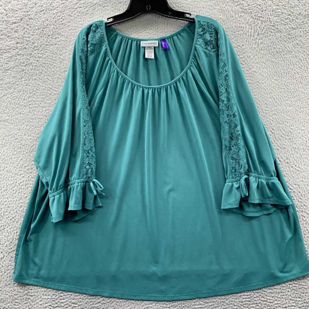 Vintage Luxurious Green 3/4 Sleeve Womens 3XWP To… - image 1