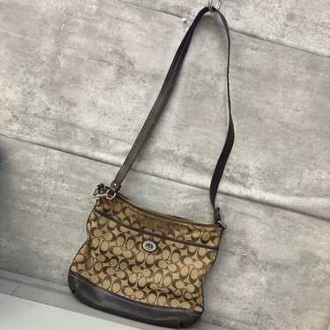 Coach Shoulder Bag Beige Brown