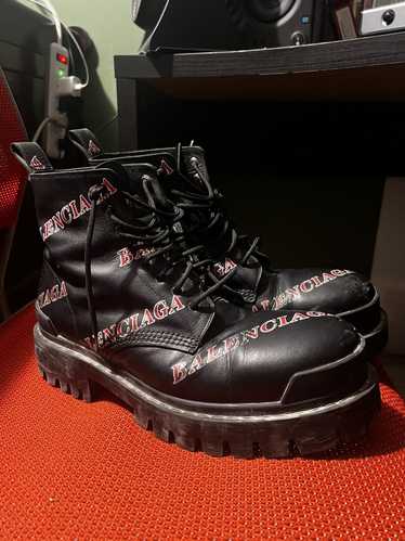 Balenciaga Balenciaga Leather Strike Boots AOP