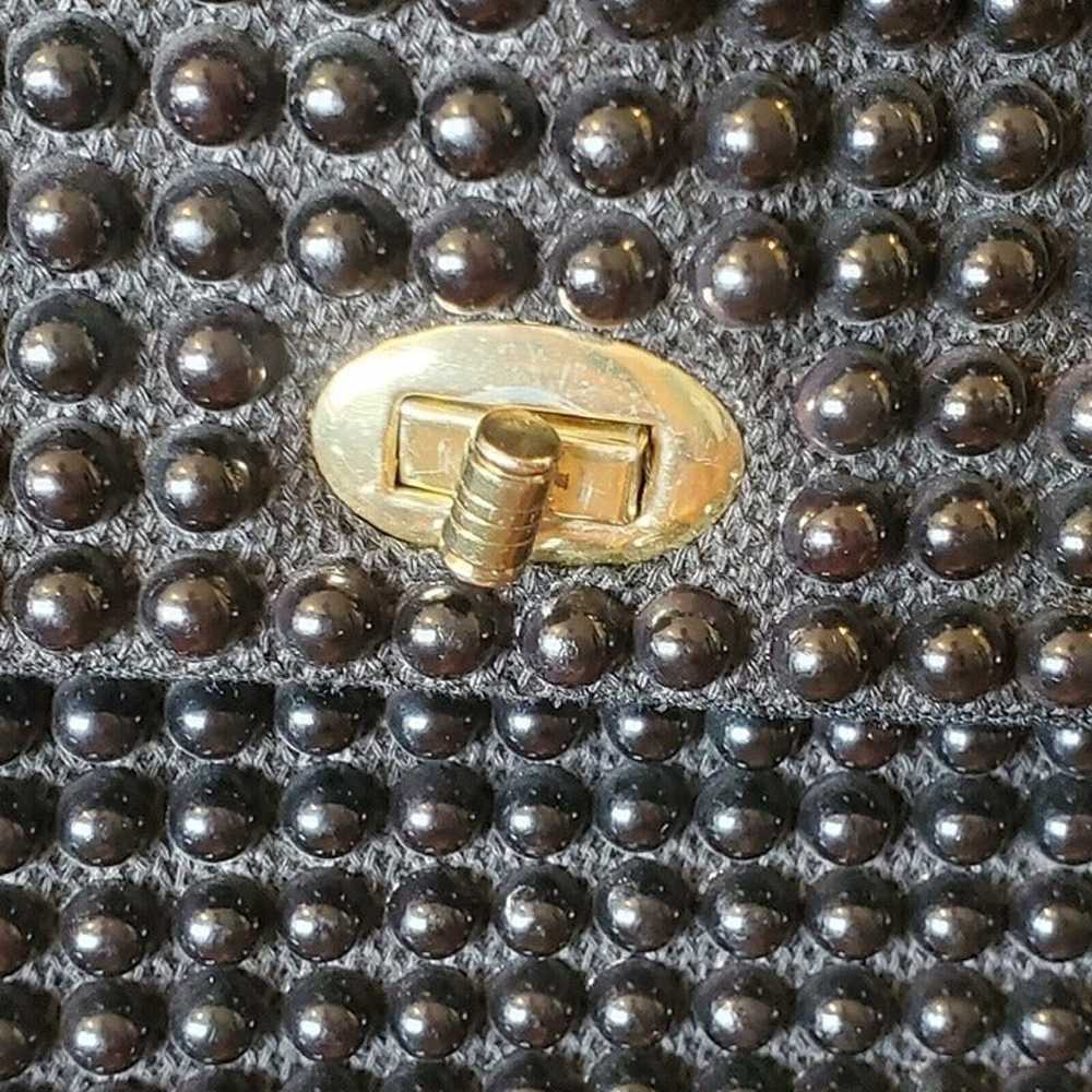 Vintage 60s Mod Black Beaded Gold Chain Purse Twi… - image 10