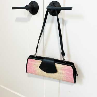 Le Sac Vintage Pink & Black Rattan Shoulder Bag