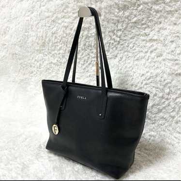 FURLA Black Leather Tote Bag