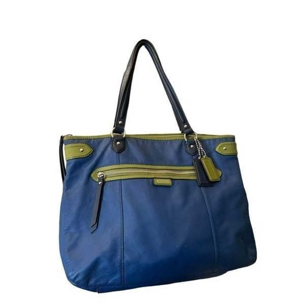 COACH Leather Daisy Emma Blue Green Tote Style sh… - image 1