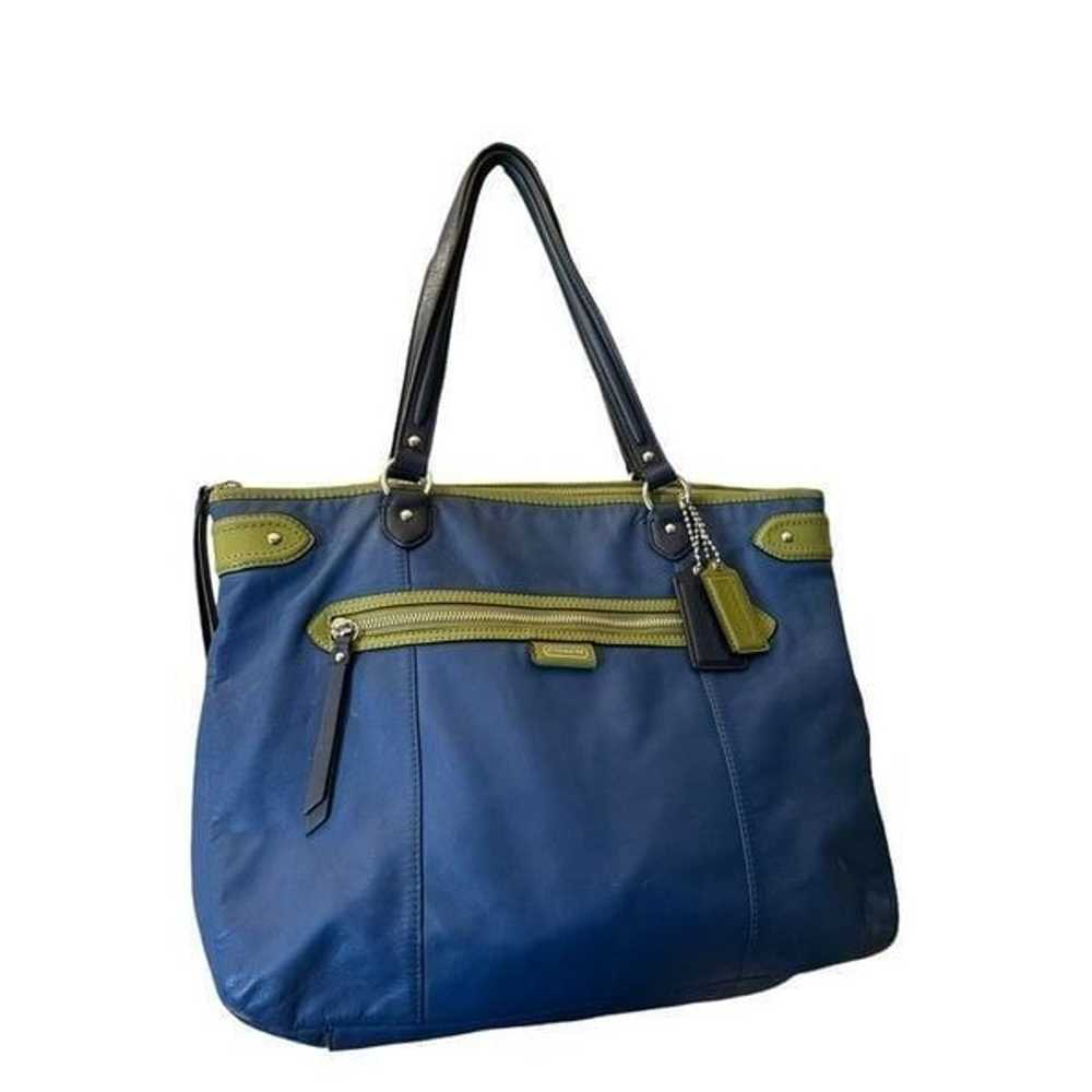 COACH Leather Daisy Emma Blue Green Tote Style sh… - image 2