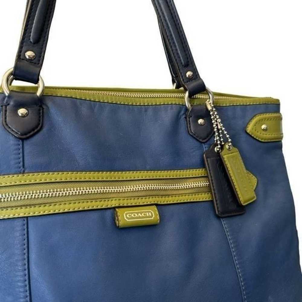 COACH Leather Daisy Emma Blue Green Tote Style sh… - image 3