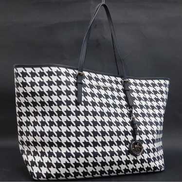 Michael Kors Tote Bag Black and White PVC and Leat