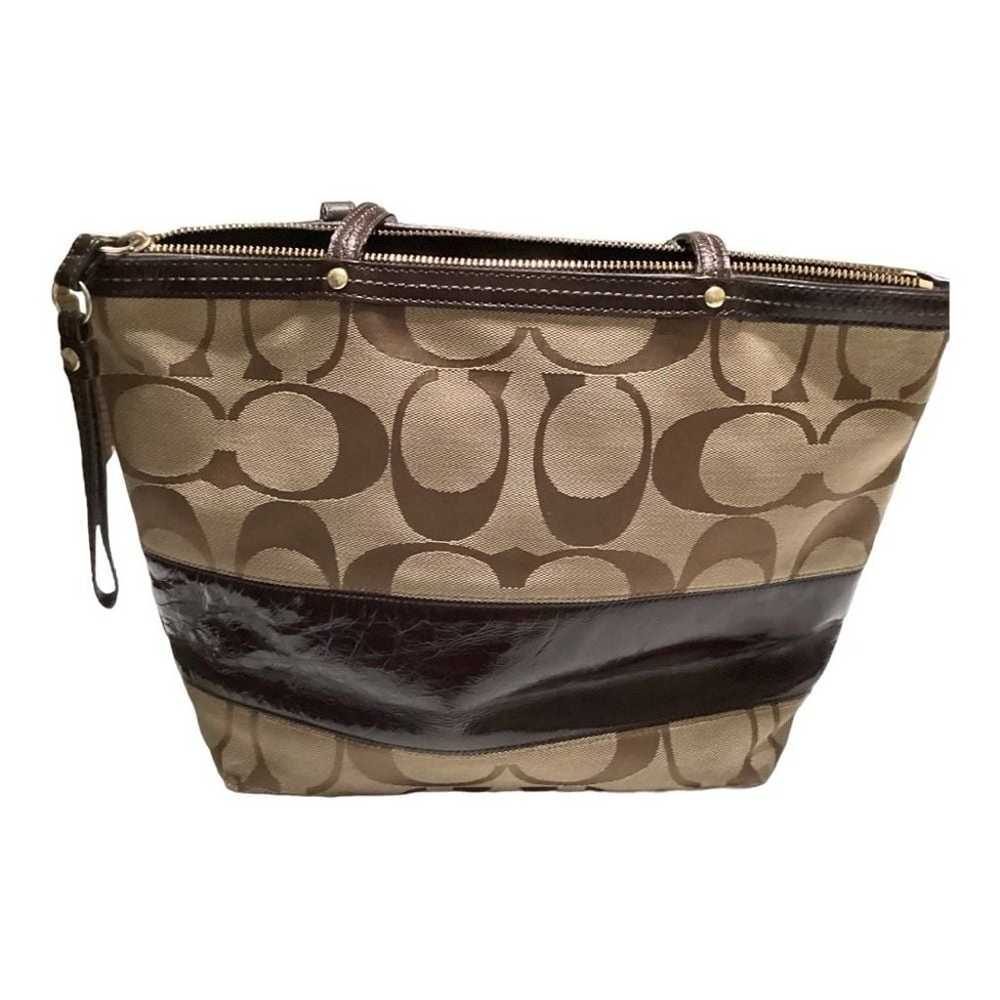 Coach Signature Women's Brown Canvas Patent Leath… - image 10