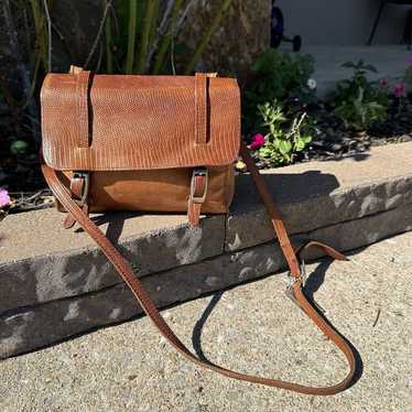 Vintage Navasota Purse Leather Brown Crossbody Bu… - image 1