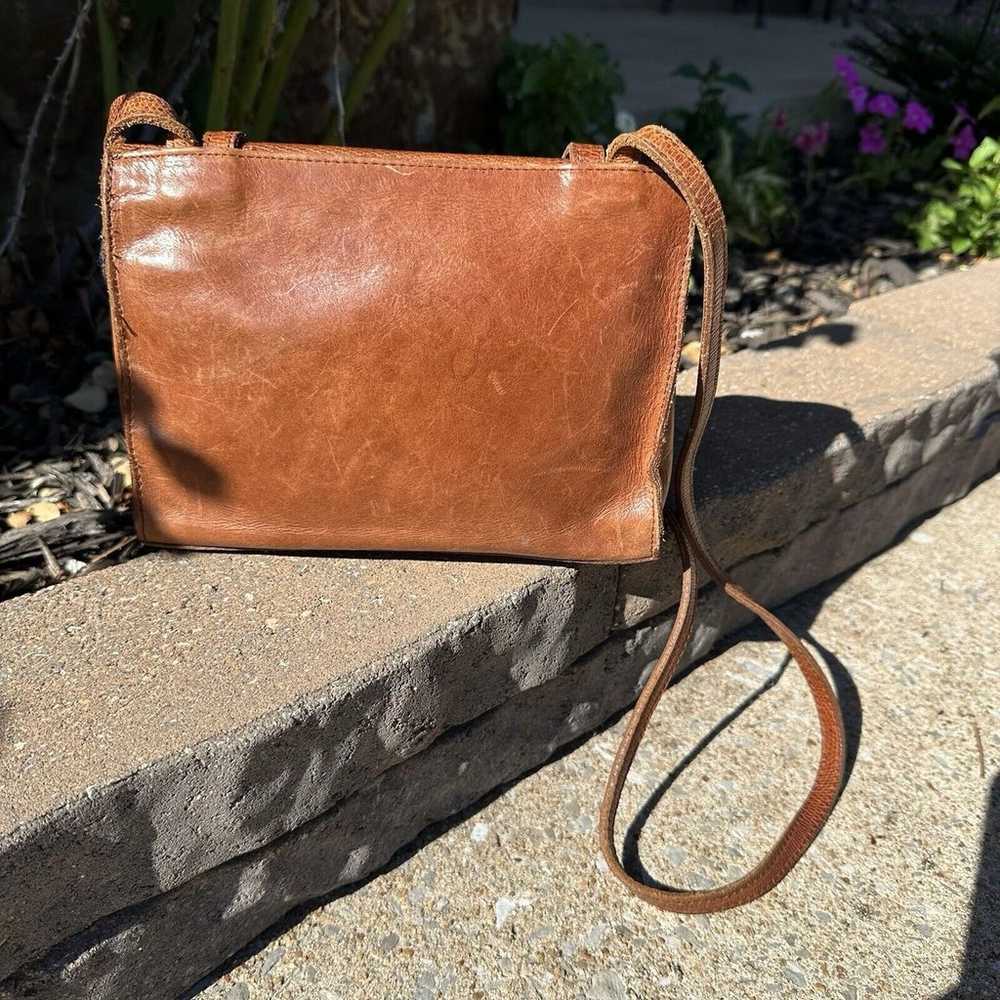 Vintage Navasota Purse Leather Brown Crossbody Bu… - image 4