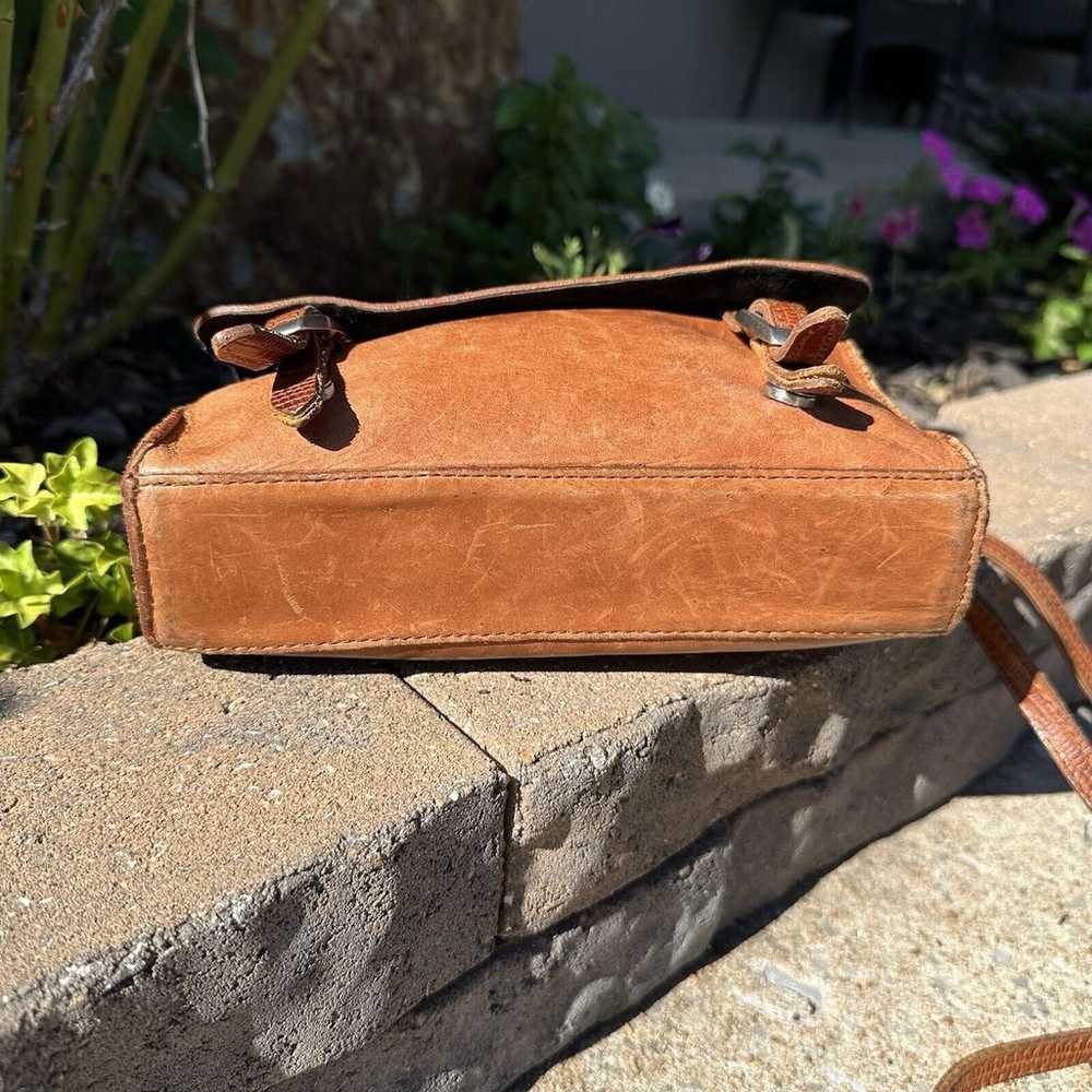 Vintage Navasota Purse Leather Brown Crossbody Bu… - image 5