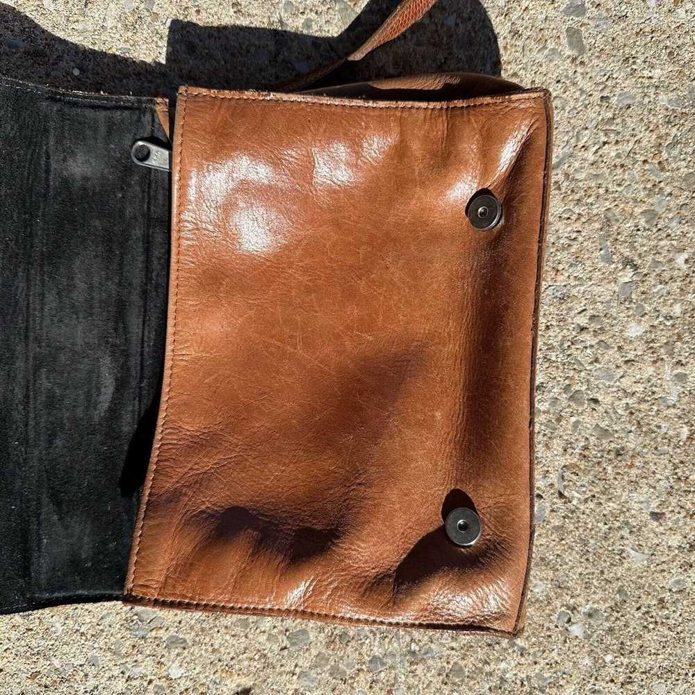 Vintage Navasota Purse Leather Brown Crossbody Bu… - image 6