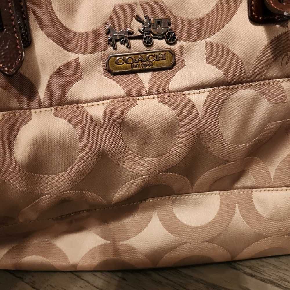 Vintage Coach Madison Tribeca Art Tan gold satin … - image 2