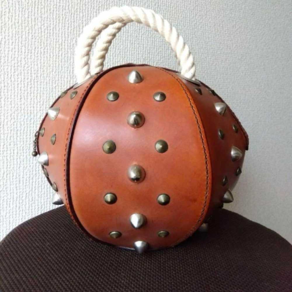 One-of-a-kind leather artisan handbag with studs,… - image 2