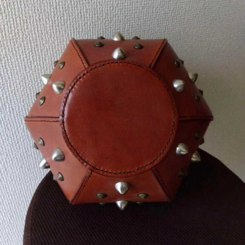 One-of-a-kind leather artisan handbag with studs,… - image 4