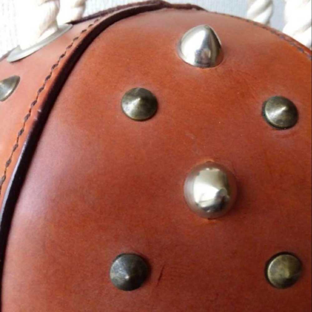 One-of-a-kind leather artisan handbag with studs,… - image 6