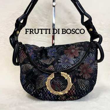 FRUTTI DI BOSCO Leather Handbag with Floral Desig… - image 1