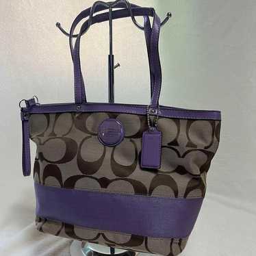 Coach Tote Bag in Brown and Purple