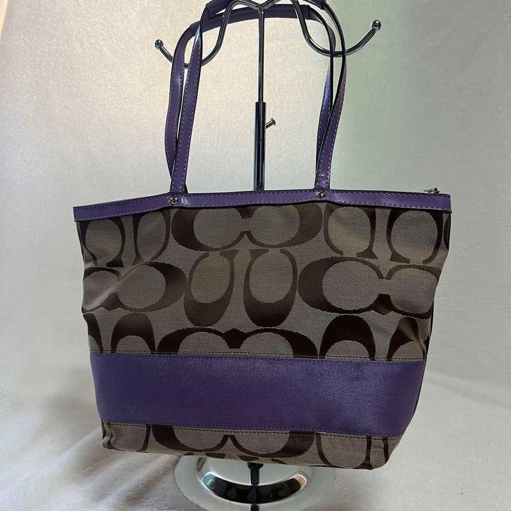 Coach Tote Bag in Brown and Purple - image 2